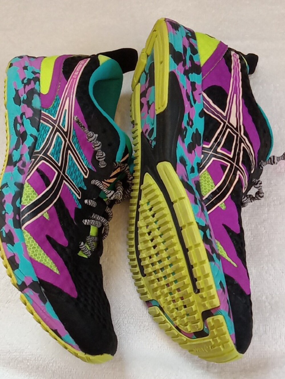 ASICS Gel Noosa TRI 12 Women's Black Sneakers with Teal, Purple & Lime Accents - Picture 7 of 10